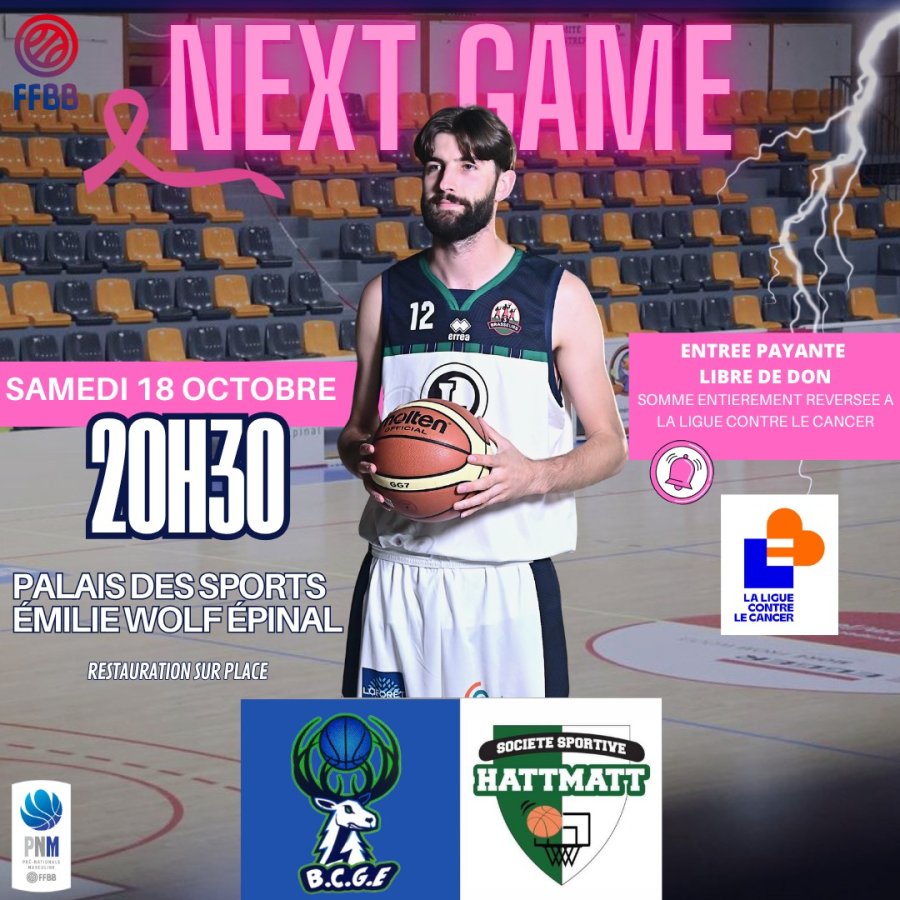 NEXT GAME - Séniors PNM - Samedi 18/10
