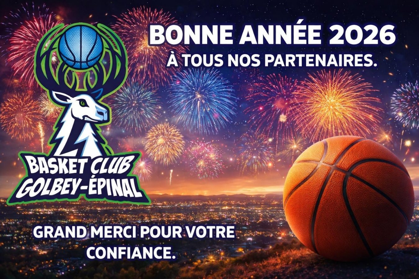Le Basket Club Golbey Epinal vous souhaite une heureuse année 2026