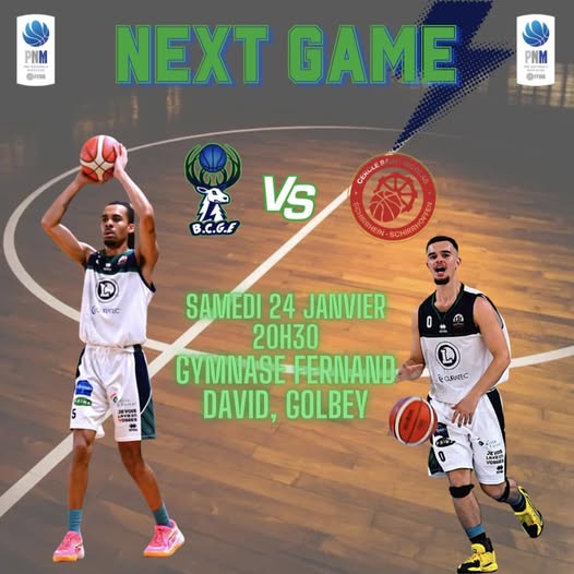 NEXT GAME - Séniors PNM - Samedi 24/01 - 20h30