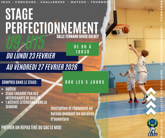 INSCRIPTIONS au Stage Perfectionnement U9-U15 - Vacances de la Toussaint