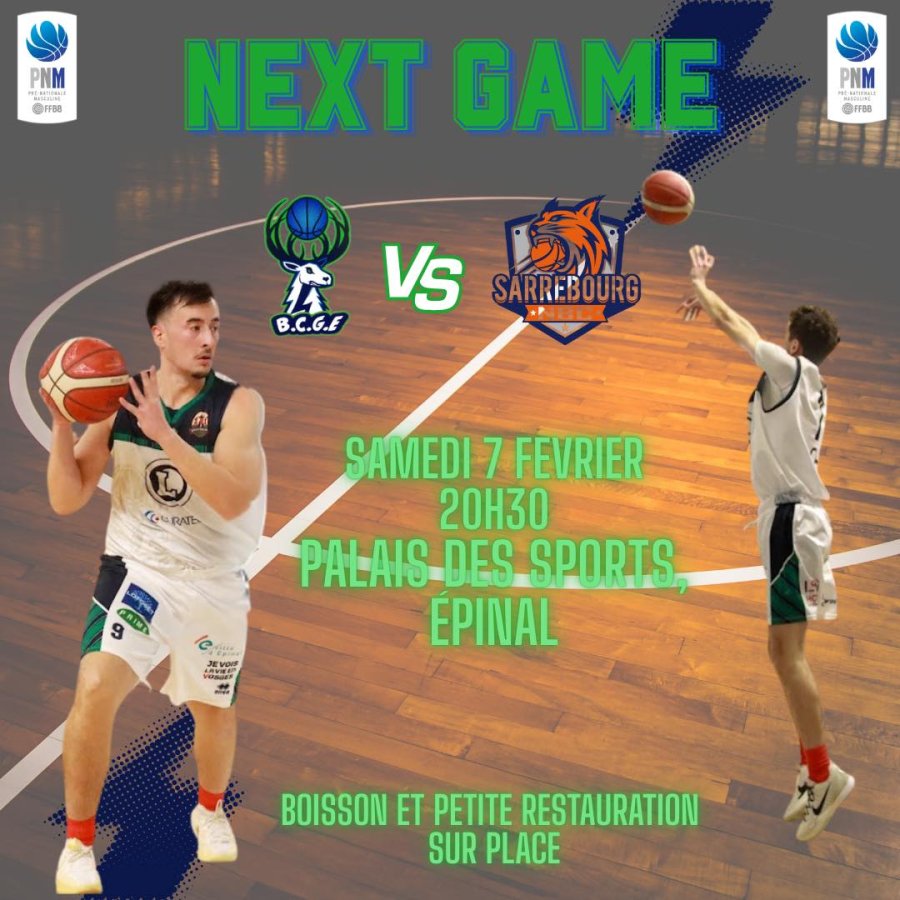 NEXT GAME - Séniors PNM - Samedi 07/02