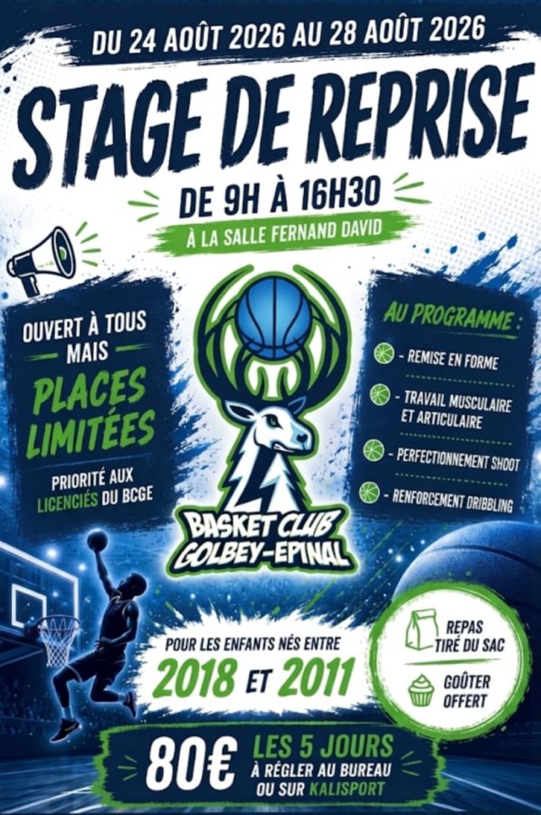 INSCRIPTIONS au Stage de reprise U9-U15 - Août